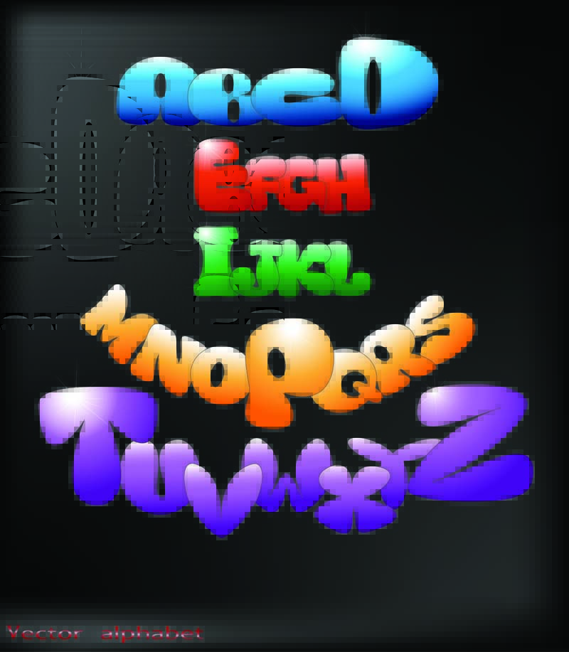 free vector Cute cartoon of the letters vector